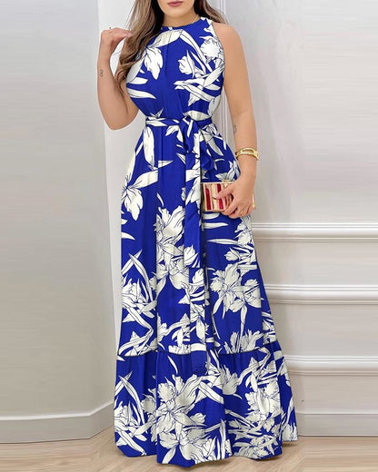 Floral Halter Neck Summer Dress